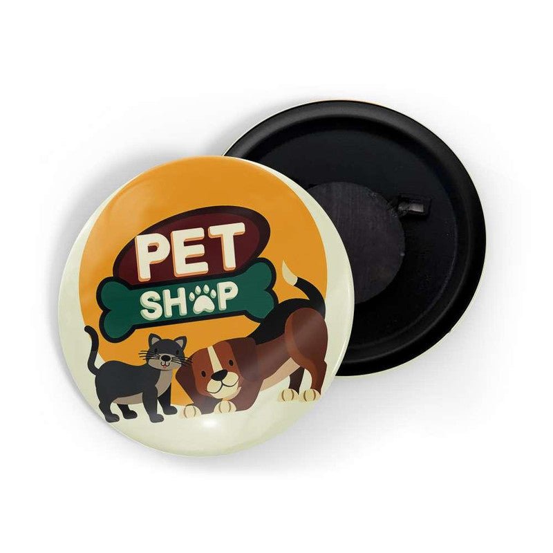 dhcrafts Yellow color Round Fridge Magnet Pet Shop D1 Glossy Finish Design Pack of 1 (58 mm)